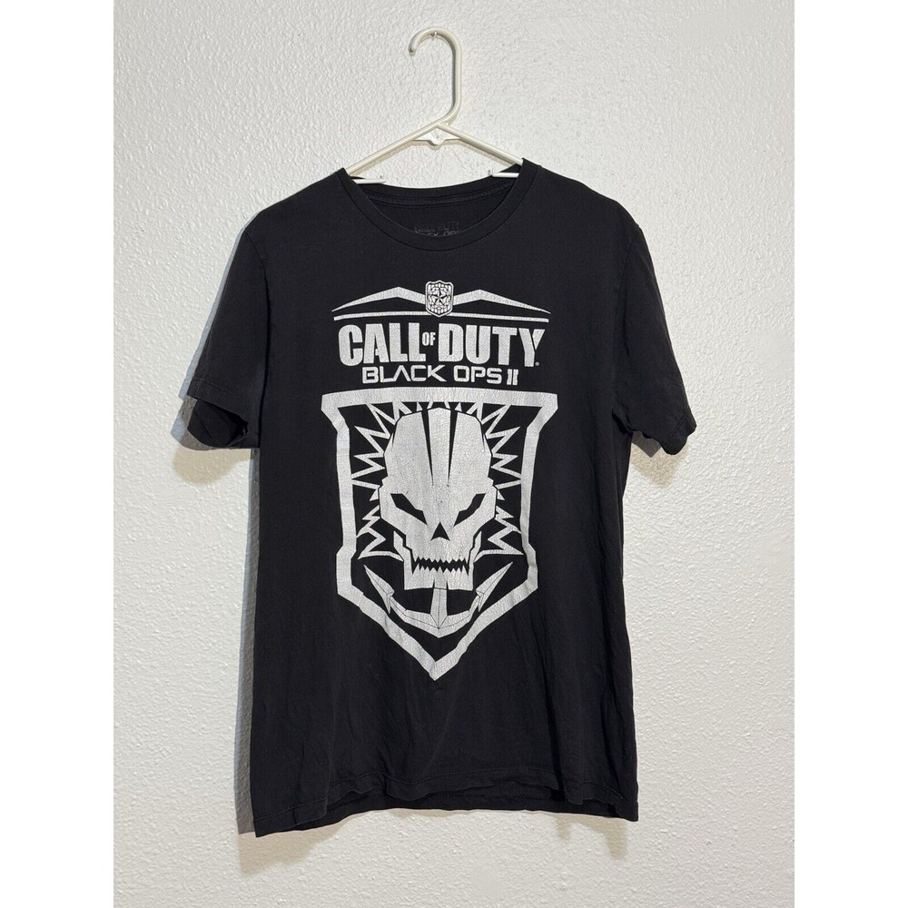 Call of Duty BLACK OPS II Mens T-Shirt Size L Short Sleeve Graphic Tee Damaged
